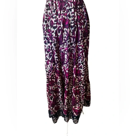 House Of Harlow 1960 Tiered Maxi Dress Tie Back Flutter Sleeve Purple Magenta XS - Picture 10 of 13